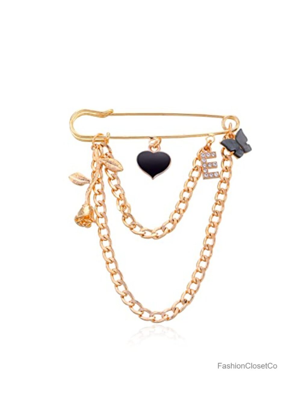 Gold Chain Brooch Pin Star Daisy Rose Heart Tassel Punk Collar Sweater Shawl